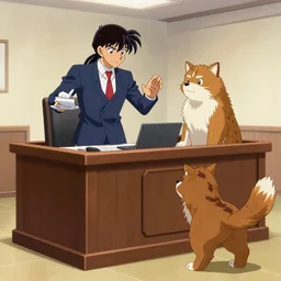 concept art of phoenix wright objecting to a furry on the witness stand