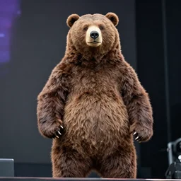 photo still of smokey the bear on stage at vans warped tour!!!!!!!! at age 3 3 years old 3 3 years of age!!!!!!!! stage diving into the crowd, 8 k, 8 5 mm f 1. 8, studio lighting, rim light, right side key light
