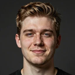 tall man in his twenties with brown blond short quiff hair and round facial structure with cleft chin, straight eyebrows, slightly smiling, cheekbones, wider face, shadow of beard, atmospheric lighting, painted, intricate, 4 k, highly detailed by charlie bowater