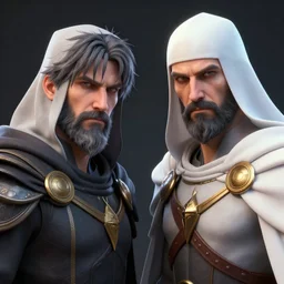cleric duo tag team, close up, by peter mohrbacher dan mumford craig mullins nekro, cgsociety, pixiv, volumetric light, 3 d render