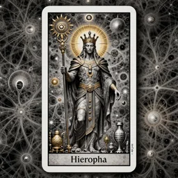 the hierophant tarot card, fantasy character portrait made of fractals, ultra realistic, wide angle, intricate details, the fifth element artifacts, highly detailed by peter mohrbacher, hajime sorayama, wayne barlowe, boris vallejo, aaron horkey, gaston bussiere, craig mullins