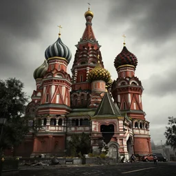 saint. basil's cathedral in ruins post - nuclear war in fallout 4, in game screenshot