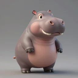 cartoon hippopotamus vinyl figure, figure photography, anime stylized, high detail, 3D sculpture, product photography, studio lighting - H 640