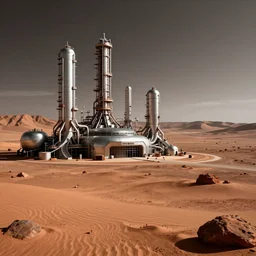 photorealistic image of a martian industrialism, by roger dean, by dean ellis