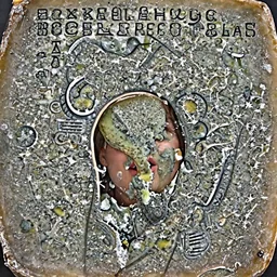 closeup of a woman tasting a stinking old green cheese