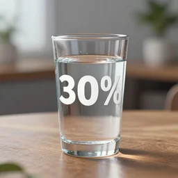 A 30 percent full glass of water on a table, 4k, unreal engine