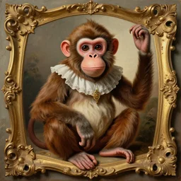 baroque rococo painting posing Fancy Royal Monkey Greg Hildebrandt Lisa Frank high detail cute whimsical