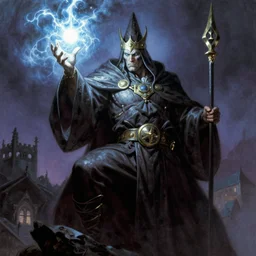 frank frazetta style wizard casting magic
