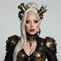 in the style of beautiful lady gaga steampunk, detailed and intricate by jean delville, gustave dore and marco mazzoni, art nouveau, symbolist, visionary, gothic, pre - raphaelite