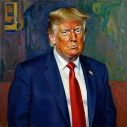 a painting of donald trump in the style of egon schiele.