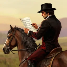 ludwig van beethoven reading sheet music and riding a horse in red dead redemption 2