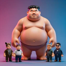 hyperrealistic rendering, fat smooth cronenberg flesh monster kim jong - un by donato giancola and greg rutkowski and wayne barlow and zdzisław beksinski, product photography, action figure, sofubi, studio lighting, colored gels, colored background