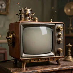 old photo of a steampunk television intricate detailed 8k ultra realistic