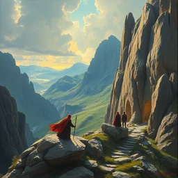 fellowship of the ring in minas tirith a 2 4. artgerm. high fantasy detail scene. maxfield parrish. beksinski. 1 9 7 9 fantasy novel cover. oil on canvas