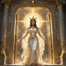 The gate to the eternal kingdom of goddess Athena, fantasy, digital art, HD, detailed.
