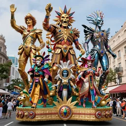 photo of giant beautiful elaborate parade float designed by geoff darrow!!!!!!!! and ( ( ( ( ( ( hr giger ) ) ) ) ) ), in the macys parade, detailed 4 k photo