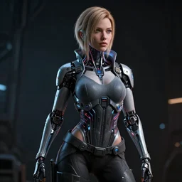 cindy crawford as a cyborg, futuristic, cyberpunk, 3 d rendered, 3 d rendering, dramatic lighting, dark theme, hdr, unreal engine 5, hyper realistic