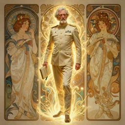 a digital concept ar by artgerm and greg rutkowski and alphonse mucha. full body!! t pose!! clear portrait of a lonely attractive elder in uniform of tang dynasty!! tang dynasty book, light effect. hyper detailed, character concept, glowing lights!! intricate, elegant, digital painting, artstation, smooth, sharp focus