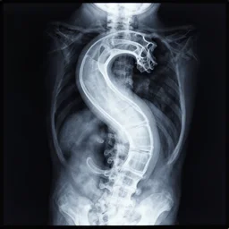 x - ray of a spine that is shaped like the letter s, scoliosis, canon eos r 3, f / 1. 4, iso 2 0 0, 1 / 1 6 0 s, 8 k, raw, unedited, symmetrical balance, wide angle