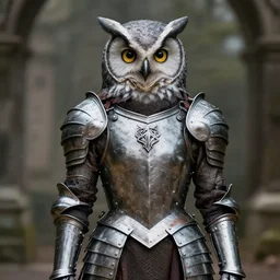 photo of a woman with in owl armour