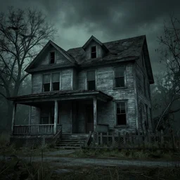There is an old, abandoned house on the edge of town that is said to be haunted. No one knows for sure what happened to the family who once lived there, but it is said that they were cursed. The house is said to be haunted by the spirits of the family members who died there, Realistic, Horror, Unreal Engine 4, Creepy,