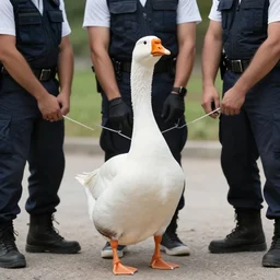 swat group arrests a white goose, associated press, high quality