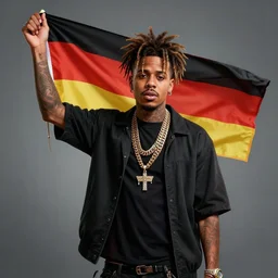 juice wrld holding up a germany flagdigital art 4 k the detailed super realistic