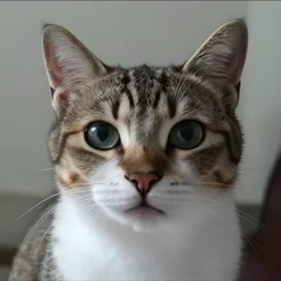 grainy dashcam cctv footage of a closeup cat looking directly at the camera