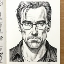 Walter white in a manga drawing, detailed