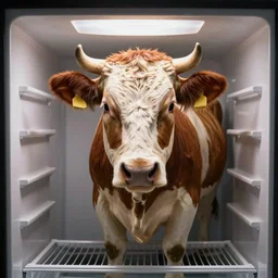 an entire cow in the fridge