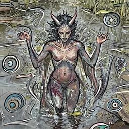 realistic 1 6 k footage of a demonic entity being summoned in a lake of youth