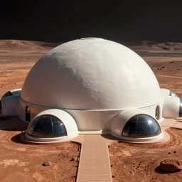 a solarpunk domed city on mars