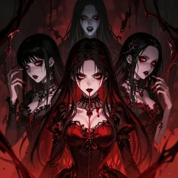 horror acid colors, a dark picture comic featuring blood horror and goth anime girls, anime vampires, evil horror vibes