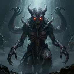 cthulhu of your nightmares, towering over you with glowing eyes, water dripping, highly detailed, 8 k, digital art, trending on arstation, by greg rutkowski and ismail inceoglu