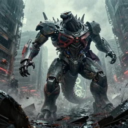 First Person Point view of pacific rim robort fighting with godzilla in the wreckage city in the rain,by Tim Hildebrandt ,James Paick,Ted Nasmith, peter gric,Hugh Ferriss,trending on artstation,8k,Blade Runner 2049,ultra realistic,high detail,golden ratio,cinematic lighting,maximalist