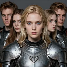 fantasy RPG symmetrical portrait, centered shoulders up view, young blonde woman, blonde hair, blue eyes, level 1 plate armour, pale skin, 4k, by wlop, artgerm, andrei riabovitchev, nuri iyem, james gurney, james jean, greg rutkowski, highly detailed, soft lighting 8k resolution