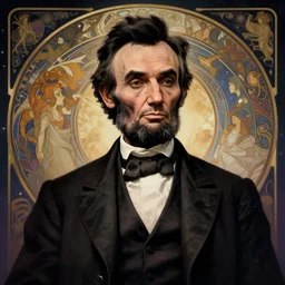 gritty dark portrait of abraham lincoln as a techno wizard, fantasy, intricate, elegant, highly detailed, digital painting, artstation, smooth, sharp focus, illustration, epic cosmic background, artgerm, alphonse mucha, epic cosmic background, erak note, eddie mendoza, christophe young, craig mullins, evan lee, silvain sarrailh, dao trong le, kan liu, character design, trending on artstation