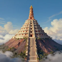 painting of a mesoamerican magical academy in the top of a volcano, digital art, hd, hq, high resolution, high detail, 4 k, 8 k