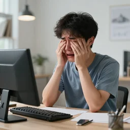 an artist crying because artificial intelligence put him out of a job