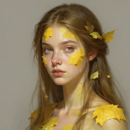 nott as a dryad, her skin are yellow leaves portrait, highly detailed, headshot, digital painting, trending on artstation, concept art, sharp focus, illustration, art by artgerm and greg rutkowski and magali villeneuve