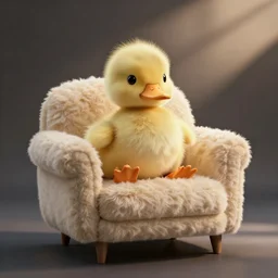 a comfy armchair made of flurry cute duckling