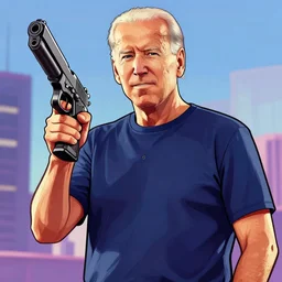 illustration gta 5 artwork of joe biden holding a gun, in the style of gta cover art, by stephen bliss, trending on artstation, pixiv, 8 k stephen bliss, unreal engine, greg rutkowski, loish, rhads, beeple, makoto shinkai and lois van baarle, ilya kuvshinov, rossdraws, tom bagshaw, alphonse mucha, global illumination, god rays, detailed and intricate environment