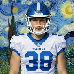 winnipeg blue bombers football player, van gogh painting