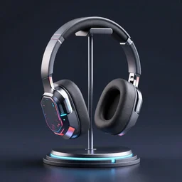 headphone stand, futuristic, techno, cyberpunk, product design, 3 d render, concept, fun, swag, geometric