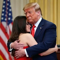 Trump hugging a anime girl