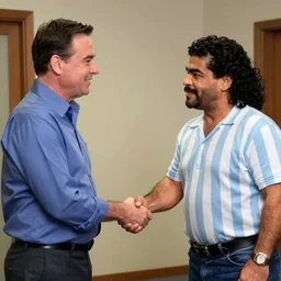 Saul Goodman shaking hands with Diego maradona