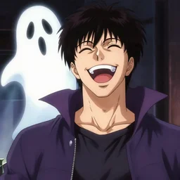 laughing man, ghost in the shell, anime, by clyde caldwell, trending on deviantart