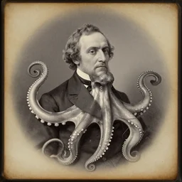 octopus wearing a suit!!!!, Daguerreotype, classical portrait, 1849