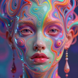hyperrealistic psychedelic nightmare fractal face render in style of laura borealisis | photorealistic, cgsociety, glossy, liquid, vivid colours 4 k