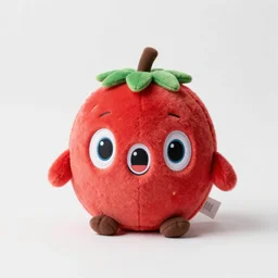 strawberry creature with multiple eyes plush toy